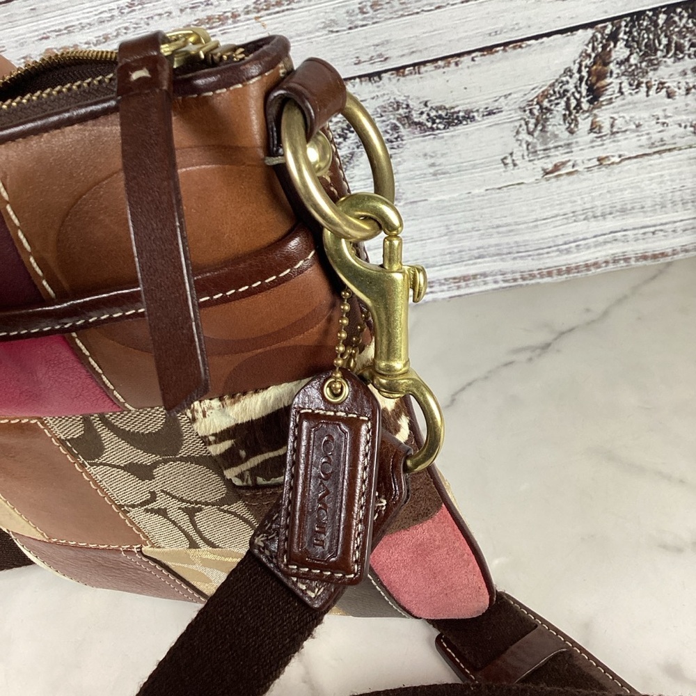 Coach Patchwork Leather Crossbody Shoulder Bag in Brown, Pink, and Gold Fall - Picture 7 of 14
